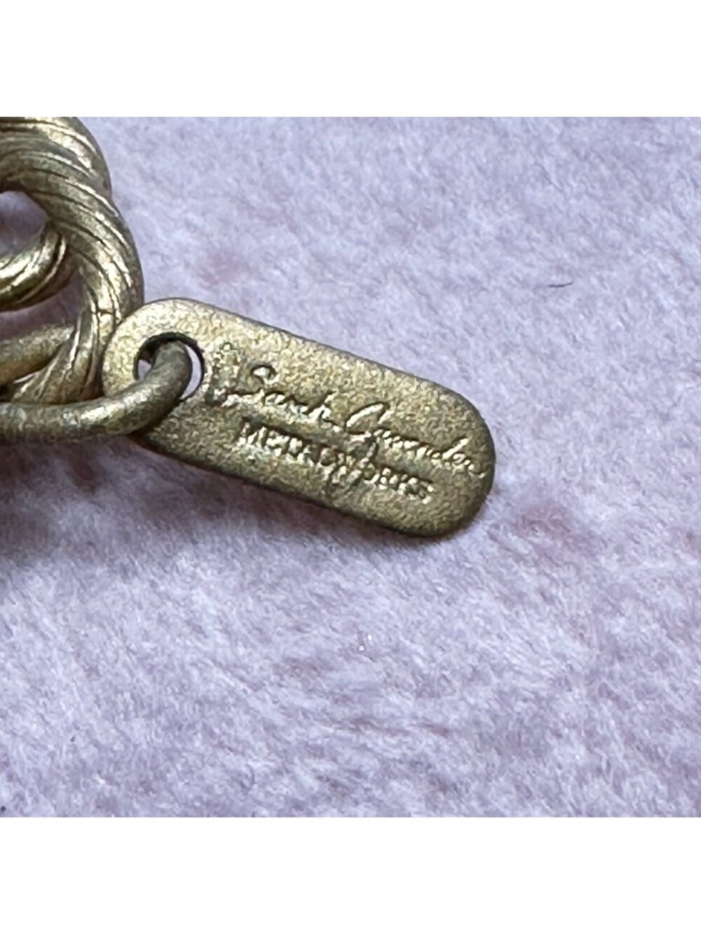 Sarah Cavender Metalworks Gold Mesh Necklace Blue Chandelier Pendant Statement - Picture 11 of 14